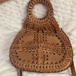 Patricia Nash Tan Chain Link  Leather Belt-loop 1970’s Should Bag/Clutch